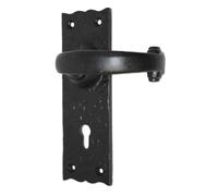 Betley Butterfly Antique Black Cast Iron Door Handle Latch Lock Bathroom Lever Handles, Victorian Scroll Design (6" Lock H)
