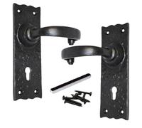 Betley Butterfly Antique Black Cast Iron Door Handles Latch Bathroom Vintage Cottage Country Handles - Lock