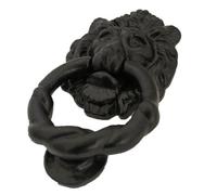 Betley Butterfly Antique Black Lion Head Door Knocker - Black Cast Iron - Heavy Duty