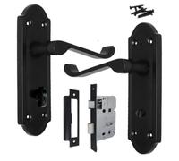 Betley Butterfly Ashford Door Handle Aluminium Matt Black 168mm Scroll Lever for Internal Doors