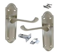 Betley Butterfly Ashford Door Handle, Aluminium, Satin Brushed Finish, 168mm, Victorian Scroll Lever for Internal Wooden Doors