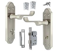 Betley Butterfly Ashford Door Handle Bathroom Lock Scroll Lever - Satin Bath Pack Hinges