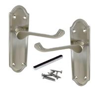Betley Butterfly Ashford Door Handles Latch, Pair Satin 168mm x 47mm Backplate, Vic Scroll Lever Handle for Interior Wooden Doors (Latch Handles, 1, Pairs)