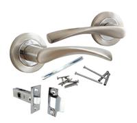 Betley Butterfly Astrid Door Handles Latch Pack Twist Lever On Rose - Satin Chrome 120mm