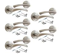 Betley Butterfly Astrid Door Handles Latch Twist Lever On Rose 120mm Satin Chrome 5 Pairs