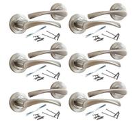 Betley Butterfly Astrid Door Handles Latch Twist Lever On Rose 120mm Satin Chrome 6 Pairs