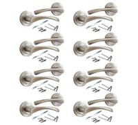 Betley Butterfly Astrid Door Handles Latch Twist Lever On Rose 120mm Satin Chrome 8 Pairs
