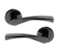 Betley Butterfly Astrid Door Handles Latch Twist Lever On Rose - Black Nickel 120mm