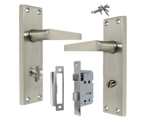 Betley Butterfly Bathroom Door Handle Aluminium Satin 150mm Victorian Straight Lever with Mortise Lock