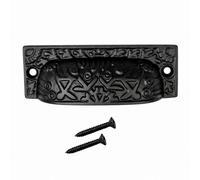 Betley Butterfly Black Antique Cast Iron Cup Pull Handle - Internal Lever Door Furniture - Rectangular