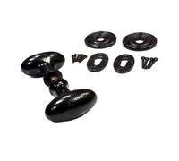 Betley Butterfly Black Antique Cast Iron Rim Door Knob Set - Internal Mortice Door Furniture - Oval