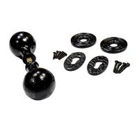 Betley Butterfly Black Antique Cast Iron Rim Door Knob Set - Internal Mortice Door Furniture - Round