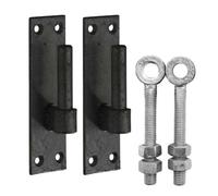 Betley Butterfly Black Gate Hinge Bracket And Adjustable Eye Bolt Pair - 16mm 100mm