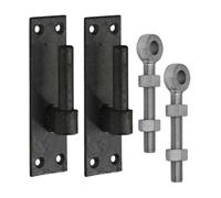 Betley Butterfly Black Gate Hinge Bracket And Adjustable Eye Bolt Pair - 16mm 150mm