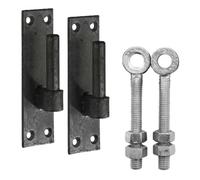 Betley Butterfly Black Gate Hinge Bracket And Adjustable Eye Bolt Pair - 19mm 100mm