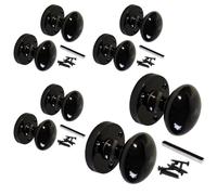 Betley Butterfly Black Nickel Mortice Sprung Door Knob Set Pack Pair Round Victorian Door Knobs 56mm (Handles, 4, Pairs)