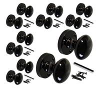 Betley Butterfly Black Nickel Mortice Sprung Door Knob Set Pack Pair Round Victorian Door Knobs 56mm (Handles, 6, Pairs)