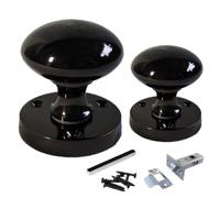 Betley Butterfly Black Nickel Mortice Sprung Door Knob Set Pack Pair Round Victorian Door Knobs 56mm (Handles + Latch, 1, Pairs)