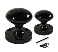 Betley Butterfly Black Nickel Mortice Sprung Door Knob Set Pack Pair Round Victorian Door Knobs 56mm (Handles, 1, Pairs)
