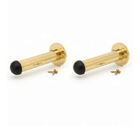 Betley Butterfly Brass Finish Door Stop Straight Long Wall Mount Skirting Board Rubber Stop - 76mm - Pack Of 2
