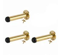 Betley Butterfly Brass Finish Door Stop Straight Long Wall Mount Skirting Board Rubber Stop - 76mm - Pack Of 3