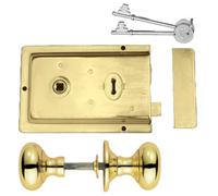 Betley Butterfly Brass Fluted Rim Lock Door Knob Old Vintage Victorian Style Knobs - 6 Inch X 4 Inch