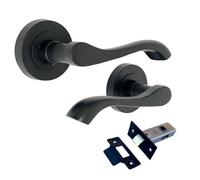 Betley Butterfly Cadenza Door Handle Modern Design Matt Black Lever On Rose Internal + Tubular Latch