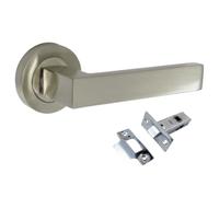 Betley Butterfly Cafri Door Handle Aluminium Satin Nickel Rectangular Brushed Lever for Internal Doors with 64mm Latch