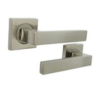 Betley Butterfly Cafri Door Handle Satin Nickel Rectangular Lever On Square Rose Internal Latch Handles