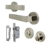 Betley Butterfly Cafri Line Door Handle Bathroom Set Satin Nickel Lever Rose Internal Thumb Turn Pack