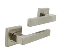 Betley Butterfly Cafri Line Door Handle Satin Nickel Rectangular Lever On Square Rose Internal Latch Handles