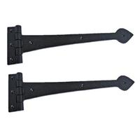 Betley Butterfly Cast Iron 15" 390mm Black Tudor Heavy Door Gate Tee Hinges Spear Head Leaf Pair