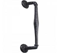 Betley Butterfly Cast Iron Black Antique Pull Handles Door Gate Shed & Fixings Rose Fleur Handle - Cranked On Rose 240mm
