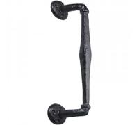 Betley Butterfly Cast Iron Pull Handle, Black, 240mm, Cranked on Rose, for Door, Gate and Shed