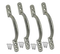 Betley Butterfly Cast Iron Pull Handle, Silver, 175mm, Galvanised, for Gates, Doors and Sheds with Fixing Screws, Pack of 4