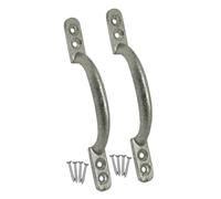 Betley Butterfly Cast Iron Pull Handle, Silver, 175mm, Galvanised, for Gates, Doors and Sheds with Fixings, Pack of 2