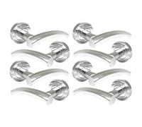 Betley Butterfly Chrome Arched Lever On Rose Door Handles, Curved Lever Latch Rose Door Handle, Ideal for Internal Wooden Doors for Home and Office (Handles, 4, Pairs)
