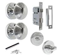 Betley Butterfly Chrome Polished Door Knobs Reeded Round Internal Mortice Sprung Door Knob Set Pack Pair Victorian Door Knobs Thumbturn Lock Pack 56mm