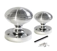 Betley Butterfly Chrome Polished Door Knobs Reeded Round Internal Mortice Sprung Door Knob Set Pack Pair Victorian Door Knobs 56mm