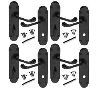 Betley Butterfly Door Handle Aluminium Black 4 Pairs Victorian Scroll Style for Bathroom Lock Replacement Door Furniture
