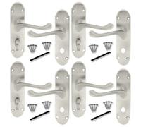 Betley Butterfly Door Handle Aluminium Satin Nickel 4 Pairs Victorian Scroll Bathroom Lock, 169mm, Brushed Finish