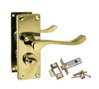 Betley Butterfly Door Handle Brass Scroll Bathroom WC Privacy Lock, 118 x 40mm, for Internal Wooden Doors