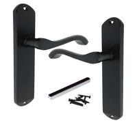 Betley Butterfly Door Handle Matt Black Finish, Eclipse Cadenza 178mm x 38mm Lever on Backplate, Internal Wooden Doors Latch Handles
