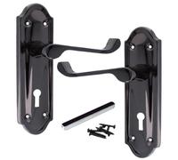Betley Butterfly Door Handle Set, Aluminium, Black, 168mm, Scroll Lever, for Key Lock, 1 Pair