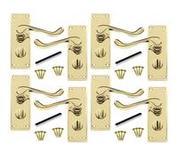 Betley Butterfly Door Handle Set, Aluminium, Brass Finish, 100mm, Victorian Scroll Lever, 4 Pairs