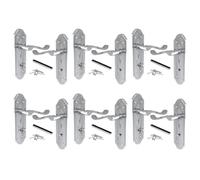 Betley Butterfly Door Handle Set, Aluminium, Chrome, 168mm, Scroll Lever for Bathroom Lock, 6 Pairs