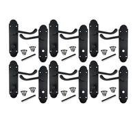 Betley Butterfly Door Handle Set, Aluminium, Matt Black, 6 Pairs, Scroll Lever for Bathroom Lock, Mortise Lock Compatible