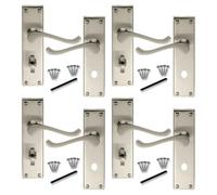 Betley Butterfly Door Handle Set, Aluminium, Satin Nickel, 150mm, Victorian Scroll, Brushed, Lever, for Opening and Closing Compatible Doors, 4 Pairs