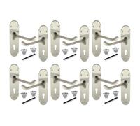 Betley Butterfly Door Handle Set, Aluminium, Satin Nickel, 6 Pairs, Victorian Scroll Style, Lever Handle for Opening and Closing Compatible Doors, Brushed Finish