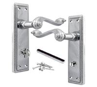 Betley Butterfly Door Handles Georgian Lever Bathroom Lock Roped Edge - Chrome 150mm X 50mm